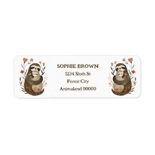 Watercolor Mama Sloth& Baby Cute Return Address
