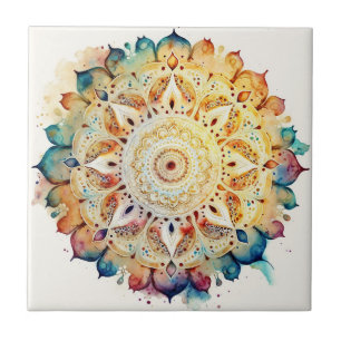 Watercolor Mandala Ceramic Tile