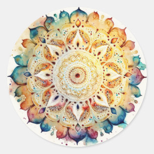Watercolor Mandala Classic Round Sticker