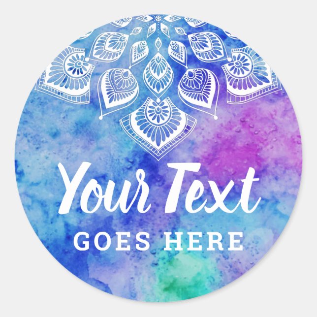 Watercolor Mandala Metaphysical Spiritual Yoga Classic Round Sticker (Front)