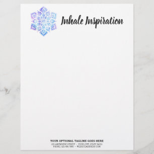 Watercolor Mandala Metaphysical Spiritual Yoga Custom Letterhead