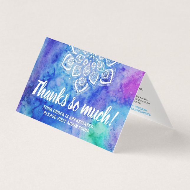 Watercolor Mandala Metaphysical Thank You Card (Front)