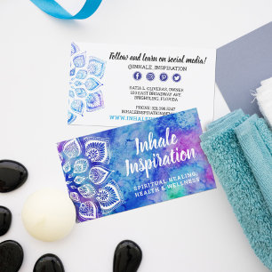 Watercolor Mandala Metaphysical Yoga Social Media Business Card