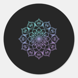Watercolor Mandala Sacred Fractal Geometry Art _1 Classic Round Sticker