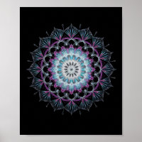 Watercolor Mandala Sacred Fractal Geometry Art 