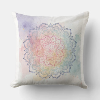 Watercolor Mandala Throw Pillow