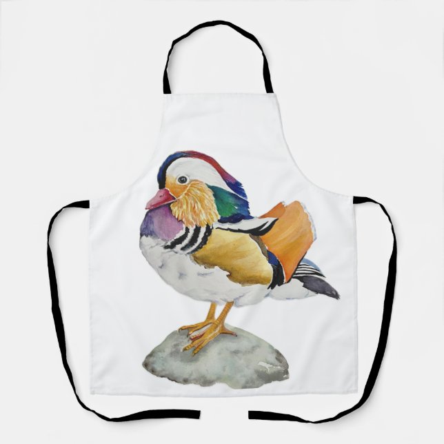 Watercolor Mandarin Duck Apron (Front)