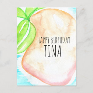 Watercolor Mango Hand Painted Tropical Birthday Postcard