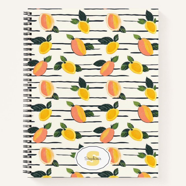 Watercolor Mango Pattern with Green Leaves (2) Notebook (Front)