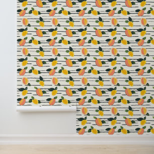 Watercolor Mango Pattern with Green Leaves (2) Wallpaper