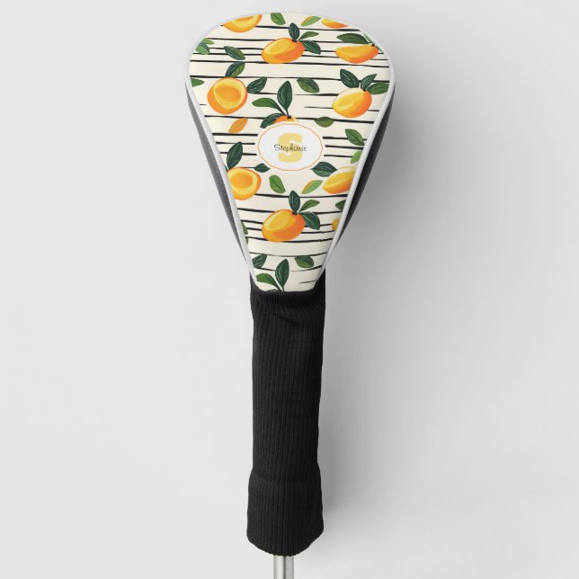 Watercolor Mango Pattern with Green Leaves Golf Head Cover (Front)