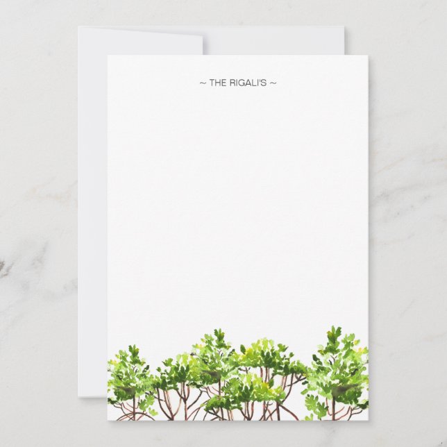 Watercolor Mangroves Personalised Note Cards (Front)