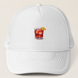 Watercolor Manhattan Cocktail Drink Trucker Hat