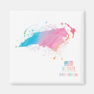 Watercolor Map North Carolina Magnet