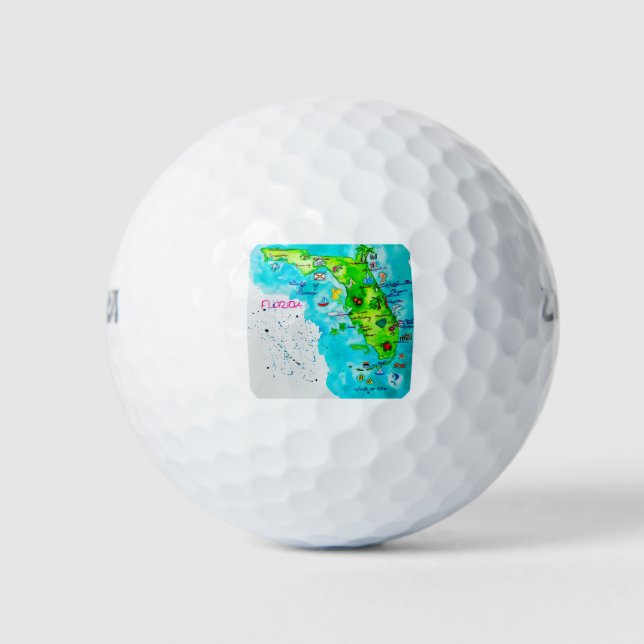 Watercolor Map of Florida Golf Balls (Front)