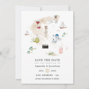 Watercolor Map of Greece Destination Wedding Save The Date