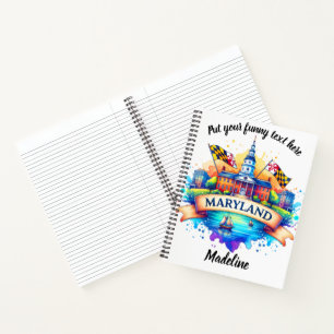 Watercolor map of states in a notebook