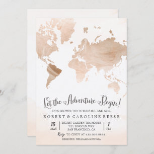 Watercolor Map Travel Couples Shower Invitation