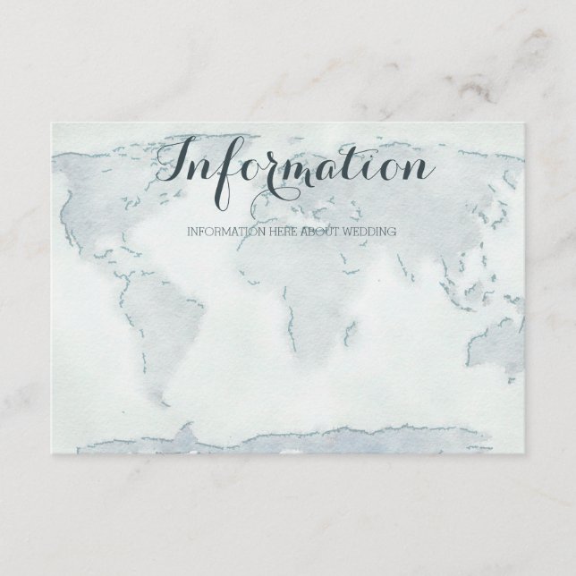 Watercolor map wedding information card (Front)