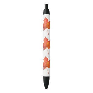 Watercolor Maple Leaf Black Ink Pen