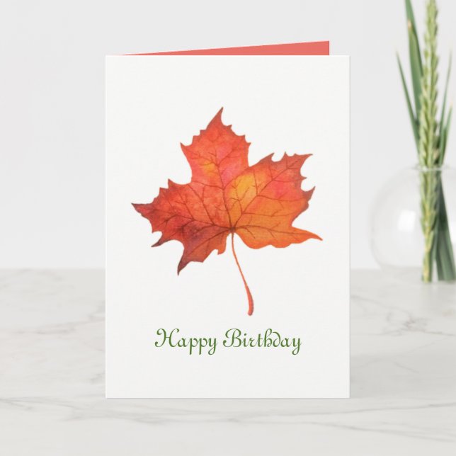 Watercolor Maple Leaf Card (Front)