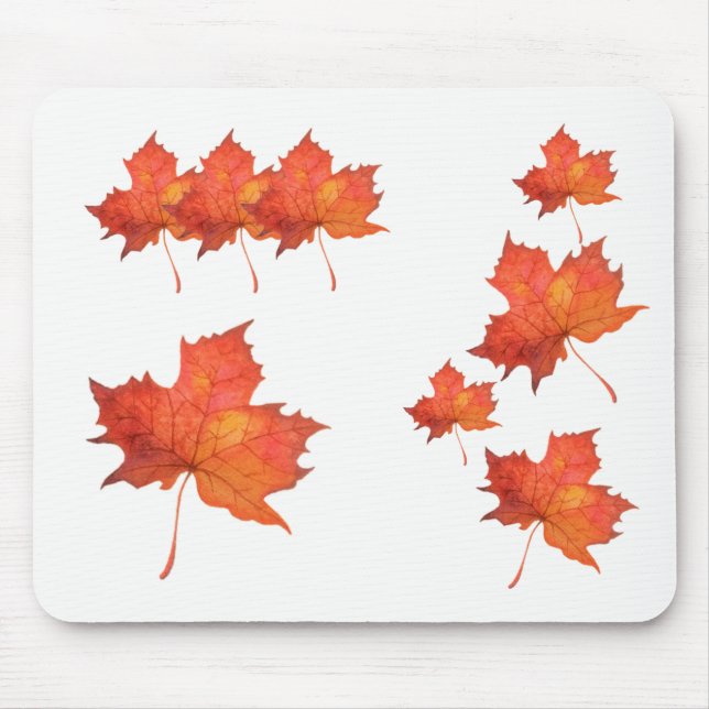 Watercolor Maple Leaf Mouse Pad (Front)