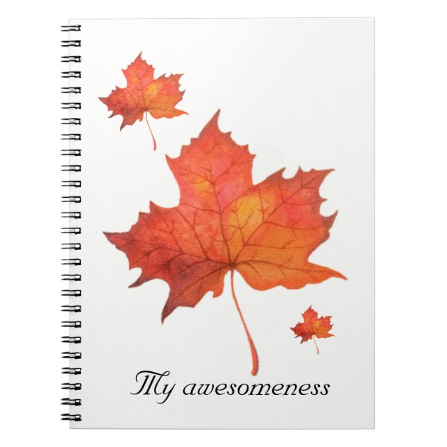 Watercolor Maple Leaf Spiral Notebook (Front)