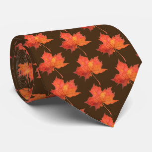 Watercolor Maple Leaf Tie
