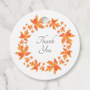 Watercolor Maple Leaves Wreath Favour Tags