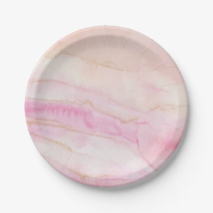 Watercolor Marble Bridal Baby Shower Paper Plates