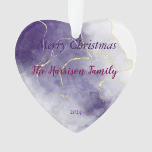 Watercolor marble Christmas Acrylic Heart Ornament