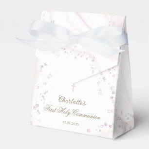 watercolor marble faux glitter First Communion Favour Box