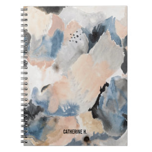 Watercolor Marble Navy and Pink Notebook
