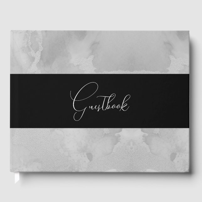 Watercolor Marble Texture Background Wedding Guest Book (Front)