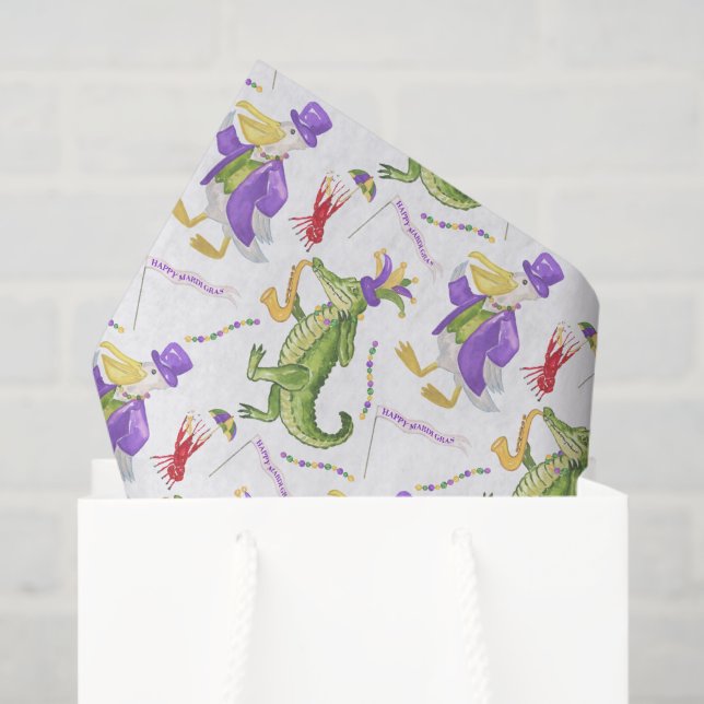 Watercolor Mardi Gras Animal Parade Party Tissue Paper (Gift Bag)