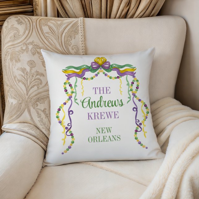 Watercolor Mardi Gras Beads Personalised Cushion (Creator Uploaded)