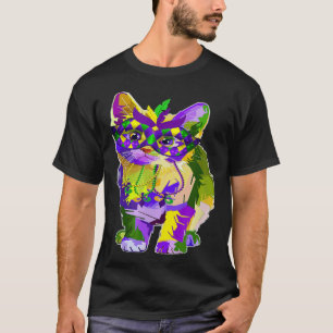 Watercolor Mardi Gras Cat Wear Carnival Mask Festi T-Shirt