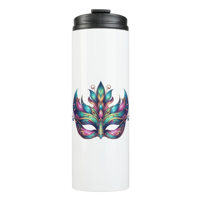 watercolor Mardi Gras mask carnival  Thermal Tumbler (Front)
