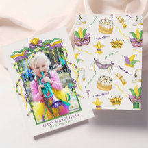 Watercolor Mardi Gras Masks King Cake Crown Photo