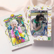 Watercolor Mardi Gras Masks King Cake Crown Photo