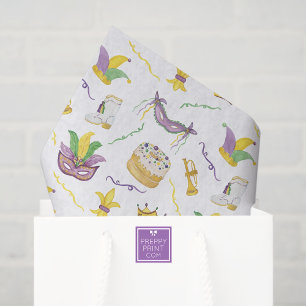 Watercolor Mardi Gras Masks King Cake Crown Tissue Paper