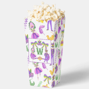 Watercolor Mardi Gras Monogram Crest Favour Box