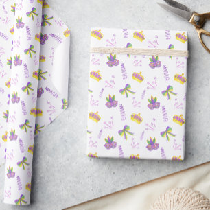 Watercolor Mardi Gras Party Wrapping Paper