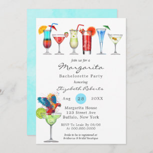 Watercolor Margarita Bachelorette Party Invitation