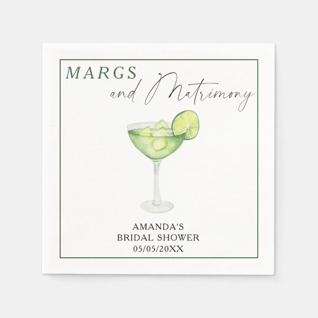 Watercolor Margarita Bridal shower  Napkin (Front)
