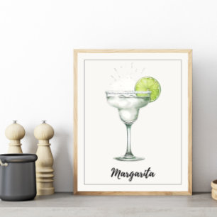 Watercolor Margarita Cocktail Art Print Bar Decor