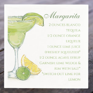 Watercolor Margarita Cocktail Recipe Drink Summer  Napkin