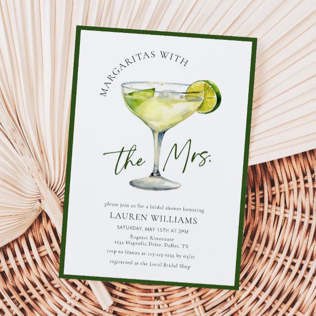Watercolor Margarita Lime Bridal Shower Invitation (Creator Uploaded)