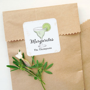 Watercolor Margarita Party Favour Custom Square Sticker