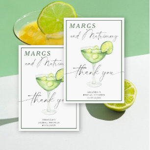 Watercolor Margarita Thank you Bridal shower Card
